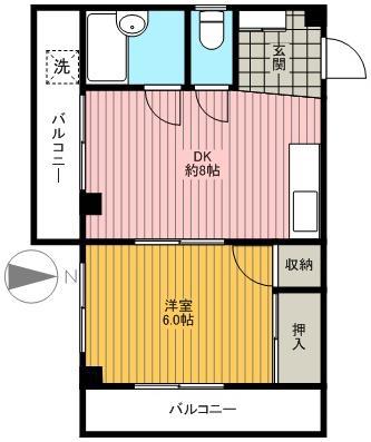 扇ハイツ(1DK/3階)の間取り写真