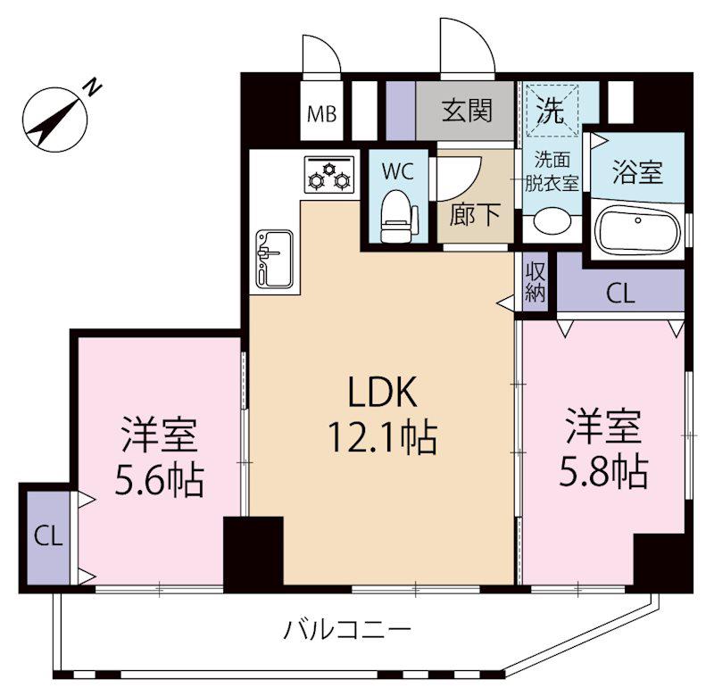 ル・シエル(2LDK/8階)の間取り写真