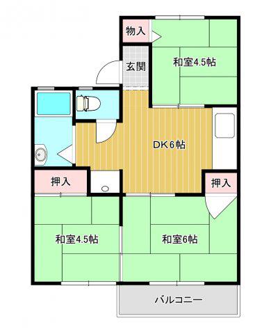 カームメゾン(3DK/1階)の間取り写真