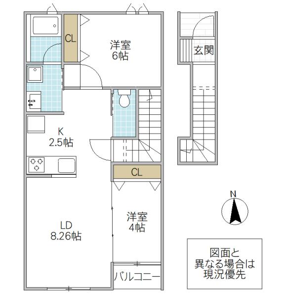 M&K-I(2LDK/2階)の間取り写真