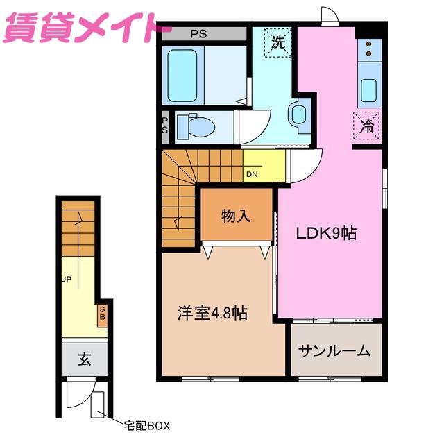 養老鉄道養老線 下深谷駅 徒歩33分 2階建 新築(1LDK/2階)の間取り写真