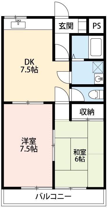ファミール高畑(2DK/2階)の間取り写真