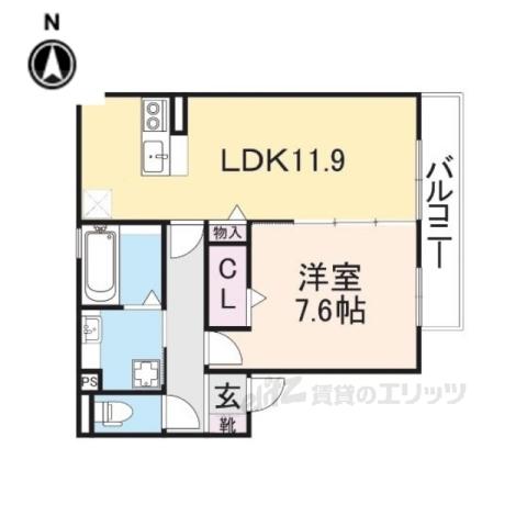 リガーレ大和 1番館(1LDK/1階)の間取り写真