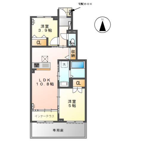 津島市藤浪町(2LDK/1階)の間取り写真