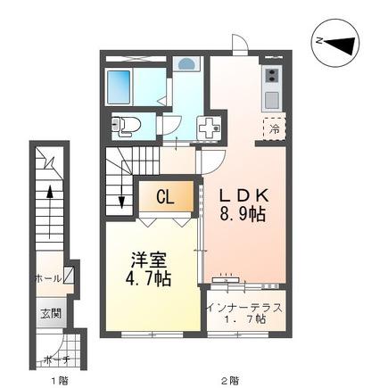 スターテラスII日吉台(1LDK/2階)の間取り写真