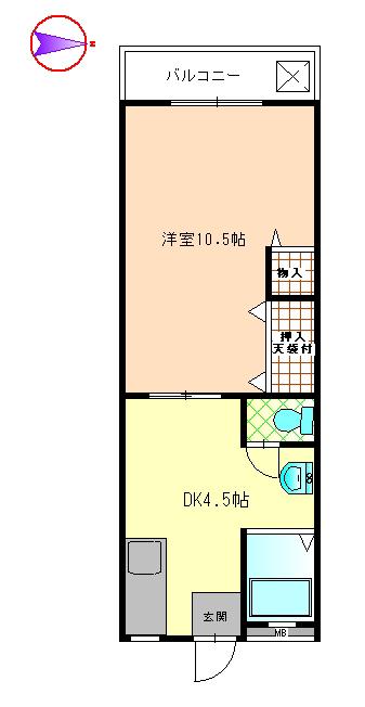 コーポ杉本(1DK/2階)の間取り写真