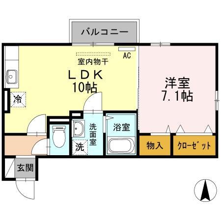 アヴァンサール仁(1LDK/2階)の間取り写真