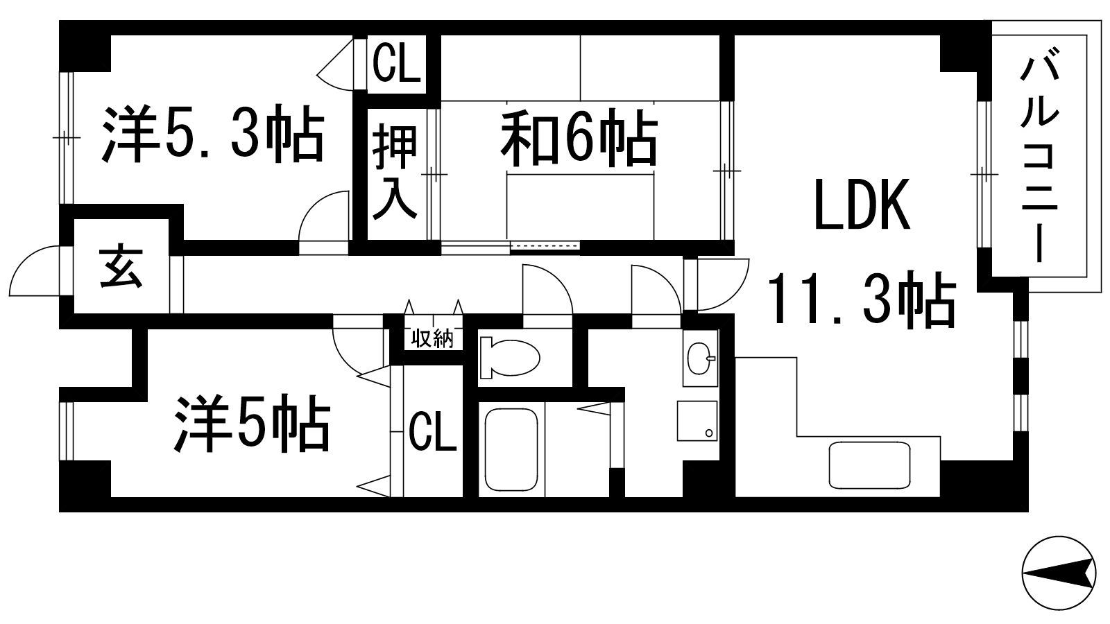 エリシオン宝塚(3LDK/2階)の間取り写真