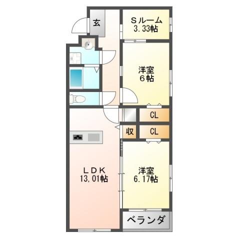 IBB8(2SLDK/3階)の間取り写真