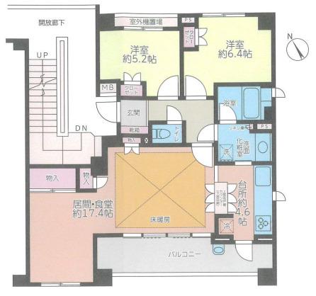 ヒルズ市川(2LDK/2階)の間取り写真