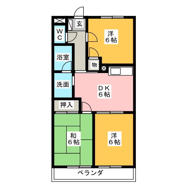 リバーサイドハイツ(3DK/2階)の間取り写真
