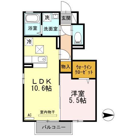 サウザンド・チカラ(1LDK/1階)の間取り写真