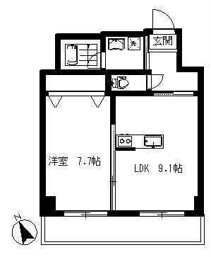 リバーイン城内(1LDK/6階)の間取り写真