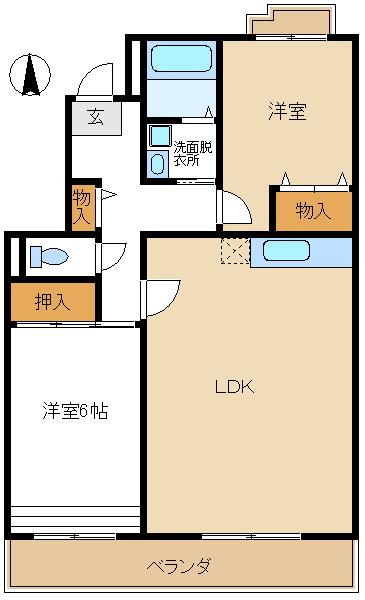 ハッピーヒルズ青木(2LDK/3階)の間取り写真