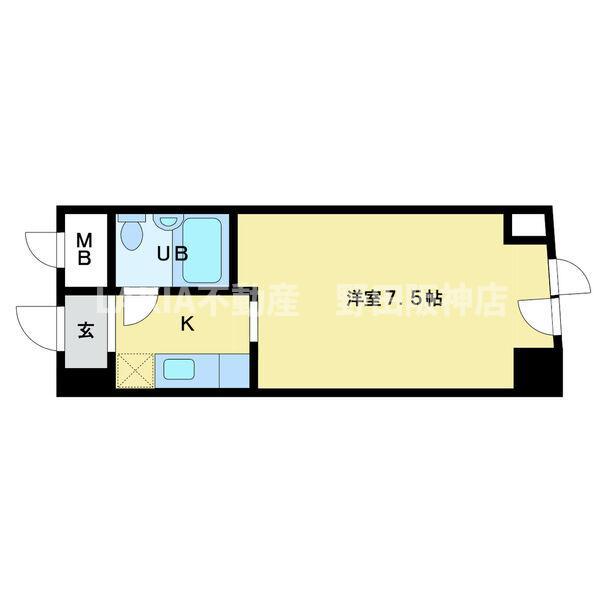サンビーム福島(1K/3階)の間取り写真