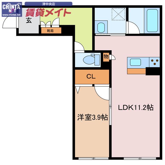シャーメゾン 栄町(1LDK/1階)の間取り写真