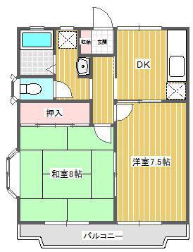 プレステージI(2DK/2階)の間取り写真
