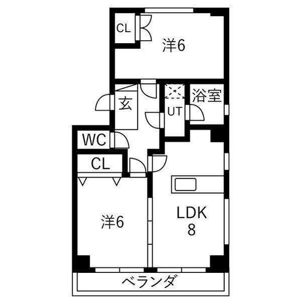 グラシオン(2LDK/2階)の間取り写真
