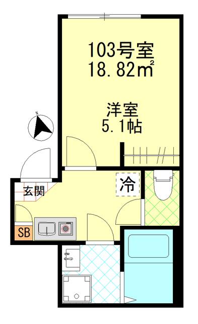 松島9世帯(1K/1階)の間取り写真