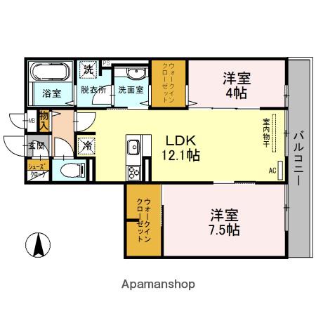 桃谷マンション(2LDK/3階)の間取り写真