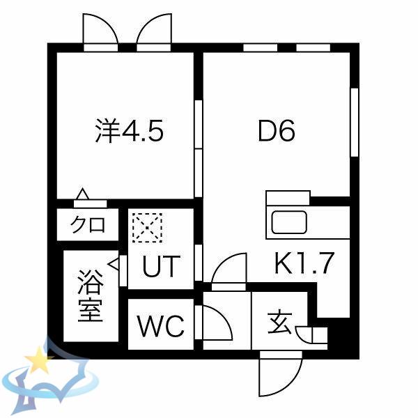コローレS.W宮の沢(1DK/4階)の間取り写真