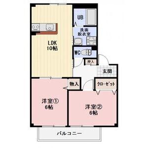 メガシャンベール アイコ(2LDK/1階)の間取り写真
