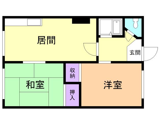 マンション城(2DK/2階)の間取り写真