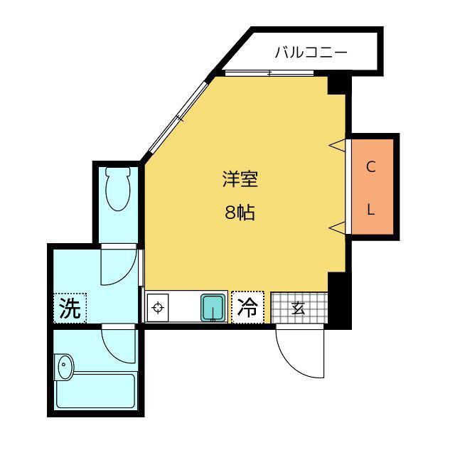 新氷五番館(ワンルーム/4階)の間取り写真