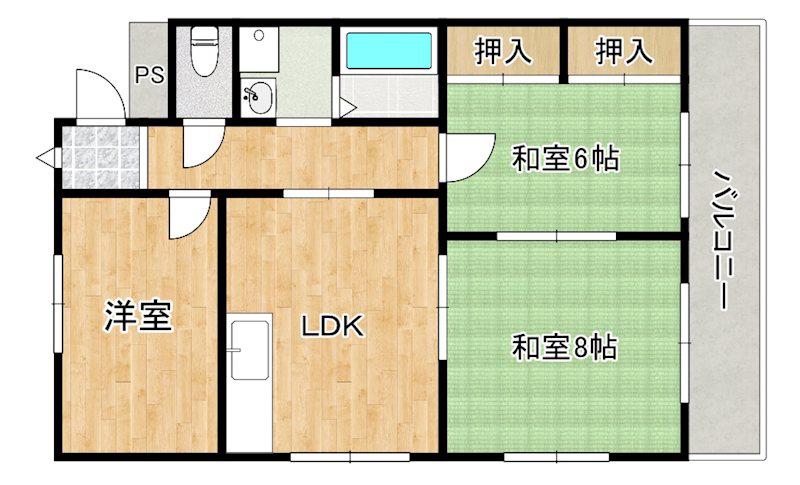 エスポワールヨネコ(3LDK/3階)の間取り写真