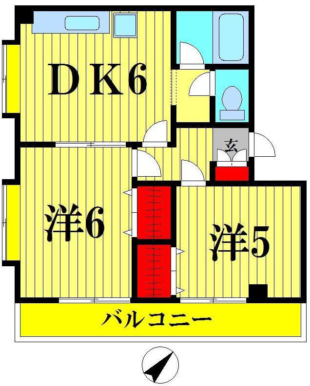 エンジェルハイム(2DK/1階)の間取り写真