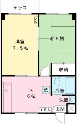 ハイムアゼリア(2DK/1階)の間取り写真