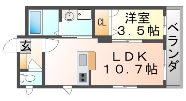 グランシャルム円山(1LDK/3階)の間取り写真