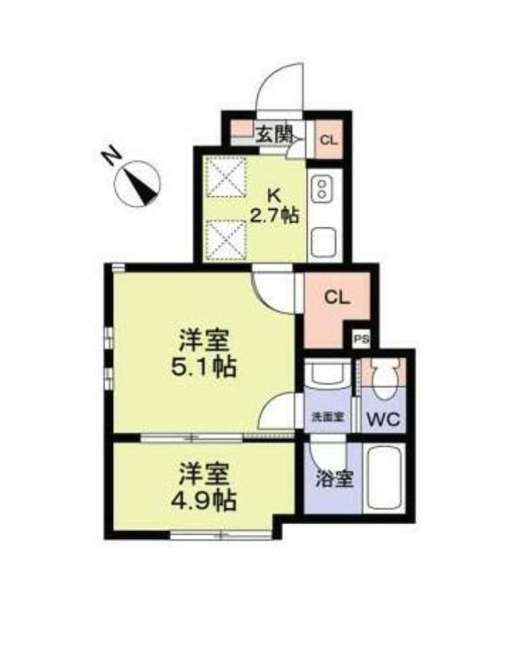 WOODCREST沼袋TERRACE(2K/1階)の間取り写真