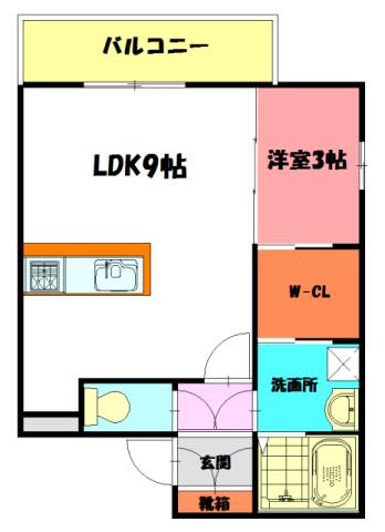 パロス明石ウエスト(1LDK/1階)の間取り写真