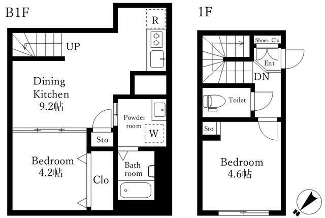 RESIDENCE CARITAS DAIKANYAMA(2DK/1階)の間取り写真