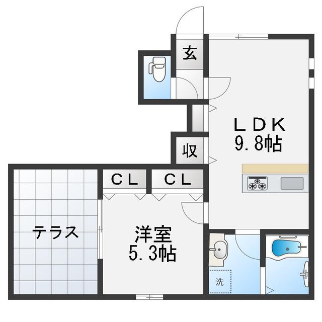 ESPERANT(1LDK/1階)の間取り写真