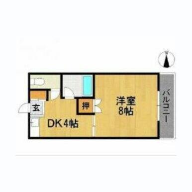 アザレアハイツ蒲池(1DK/2階)の間取り写真