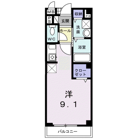 セイバリー東矢倉(ワンルーム/1階)の間取り写真
