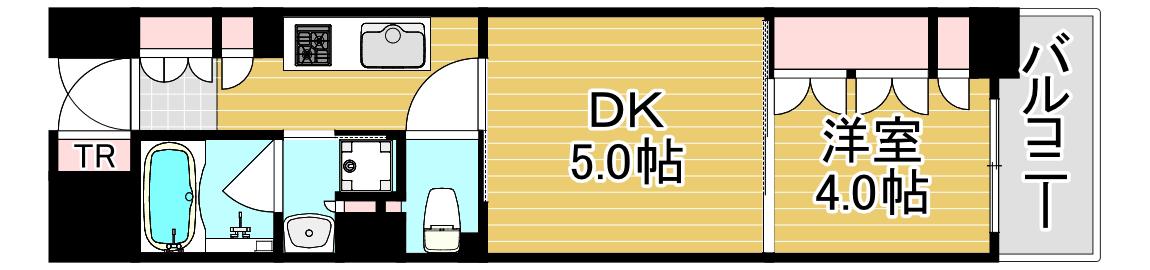 ブランズ大阪福島(1DK/9階)の間取り写真