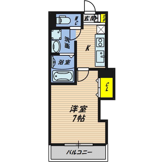 みおつくし城北(1K/3階)の間取り写真