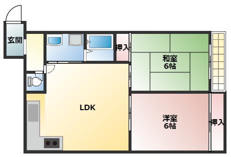 野田シャトルMC A棟(2LDK/2階)の間取り写真