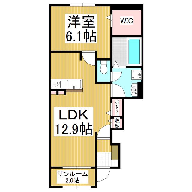 ＪＲ飯田線 伊那北駅 徒歩59分 2階建 築7年(1LDK/1階)の間取り写真