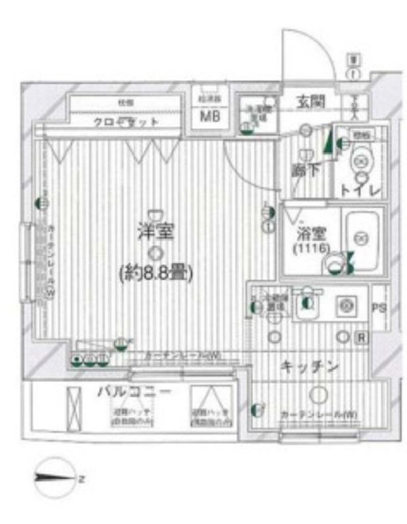 オリオ湯島(1K/4階)の間取り写真