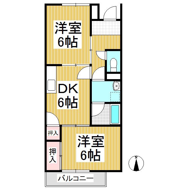 SURPLUSTWOマーベラス95(2DK/1階)の間取り写真