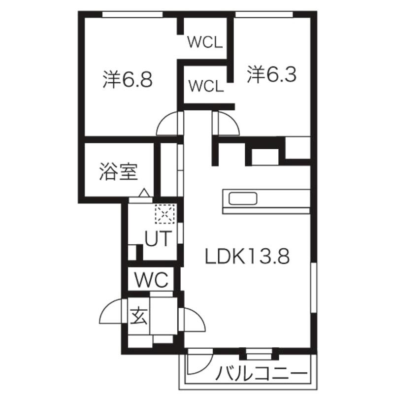 ネコフィーノ宮の沢II(2LDK/2階)の間取り写真