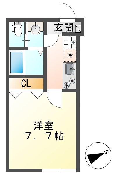 キャメル元横山(1K/3階)の間取り写真