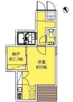 ランドプレックス桜新町(ワンルーム/1階)の間取り写真