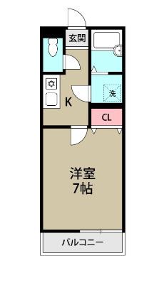 リバーベルのぎく野(1K/1階)の間取り写真