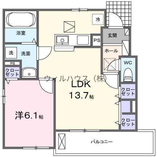 ショコラ3(1LDK/1階)の間取り写真