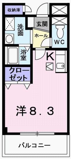 ラポールセタ(ワンルーム/1階)の間取り写真